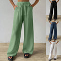 Fashionable Womens Versatile Elastic Waist Casual Wide-Leg Pants