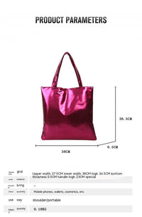 Simple Portable Large Capacity Texture Shiny Shoulder Bag Personality Soft Pu Paint Commuter Tote