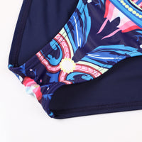 Printed deep V backless one-piece swimsuit vacation swimsuit