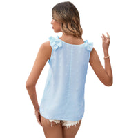 Women's Casual Fashion Chiffon Vest Jacquard Pom-Pom V-Neck Shirt