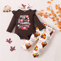 Knitted Romper Turkey Print Trousers