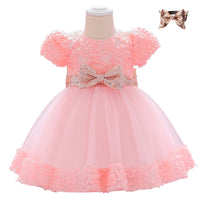 Flower sequin bow wash dress one year old clothes