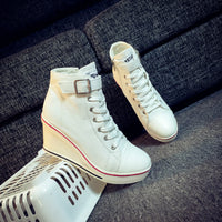Women's Heightened Platform Wedge Heel High-top Canvas Shoes