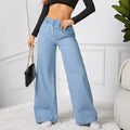 New High-waisted Wide-leg Loose-fit Retro Draping Straight-leg Long Pants