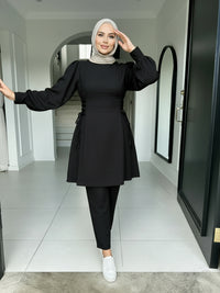 Fashionable Solid-Color Top And Pants Two-Piece Set For Women