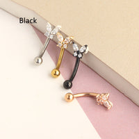 Stainless Steel Rod Micro Inlaid Zircon Butterfly Ear Bone Stud