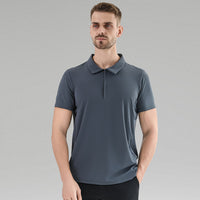 Men's Front Zipper Short Sleeve Casual Shirt