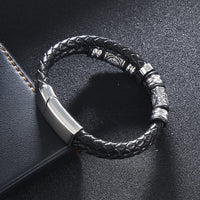 Cross-border Stainless Steel Personalized Double-Layer Leather Viking Bracelet
