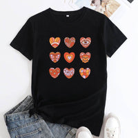 Women's Fashion Letter Print Cotton Round Neck Short Sleeve