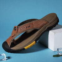 Casual Leather Slippers Men's Summer Beach Shoes Outdoor Sports Sandals 45 Climbing Wading Flip Flops