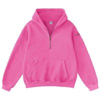 Mens Solid-Color Zip-Up Casual Loose Long-Sleeve Hoodie