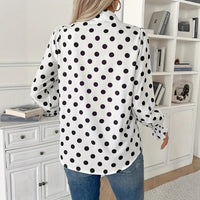 Elegant Womens Polka-dot Printed Minimalist Everyday Blouse