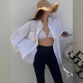 Boyfriend Style White Pure Cotton Coat Design Sense Niche Idle Style Shirt Outer Tops