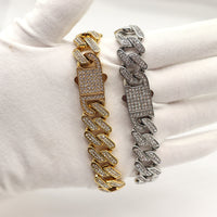European And American Hip-hop Full Diamond Cuban Chain Titanium Steel Necklace