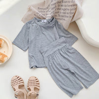 Modal Children's Pajamas Short-sleeved Thin Bellyband Homewear Suit