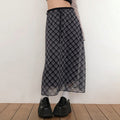 Retro Plaid Chiffon Patchwork Straight Skirt