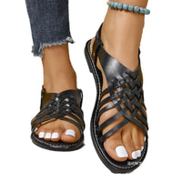 Flat Buckle Open Toe Retro Style Cross Strap Lightweight Beach Slippers