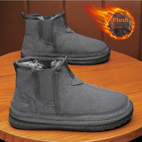 Winter Fleece Snow Boots Round-toed Flat Shoes Casual Warm Sports Shoes Men Ankle Boot