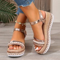 Women's Wedge Sandals New Round Head Leisure Woven