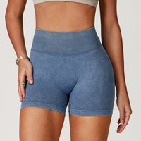 Seamless Stone Washed Yoga Shorts High Waist Hip Lift Shorts