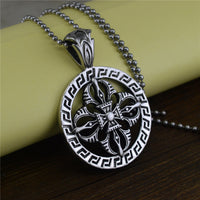 European And American Retro Personalized Hollow Cross Round Titanium Steel Pendant