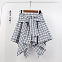 College Style Plaid Irregular Dance Skirt