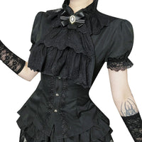 Dark Gothic-style Sexy Figure-hugging Lace-panelled Shirt