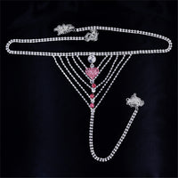 Heart Rhinestone Panty Body Jewelry Female