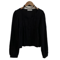 Ribbon Design Single-breasted Long Sleeve Shirt Women's All-match Top