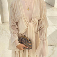Waist Puff Sleeve Cardigan Spring European And American Dubai Elegant