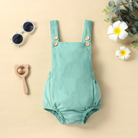 Baby Fashion Solid Color Sleeveless Strap Jumpsuit