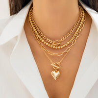 European Hip Hop Simple Beaded Suit Women's All-match Geometric Short Love Necklace Ornament