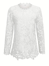Lace Crewneck Long-sleeve Vintage Top