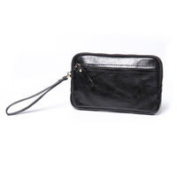 Men's Solid Color Skeleton-skin Zipper Handbag