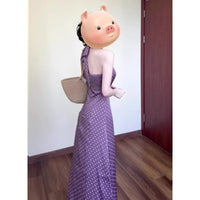 Retro Polka Dot Halter Dress Women