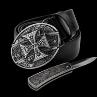 Men's Leather Smooth Buckle Belt Knife
