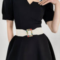Women's Belt Extended Comfortable Elastic Belt Colorful Leaf Personality Button-down With Skirt Pants Shirt Coat