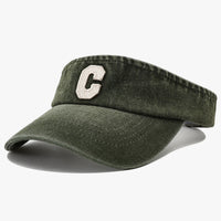 Cross-border Simple Washed Embroidery Three-dimensional Letter  C  Round-top Hat For Outdoor Use, Adjustable Sun Protection Hat, Suitable For Outdoor Golf