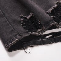 Punk Waste Soil Washed Old Ripped Denim Loose Casual Turn-down Collar Coat