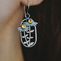 Retro Blue Dripping Oil Petal Earrings European And American Style