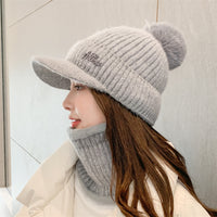Ladies Rabbit Fur Plus Velvet Knitted Hat