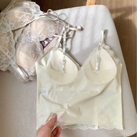 Lace Seamless Beautiful Back Strapped Chest Padded Camisole