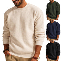 Waffle Round Neck Sweater Pullover Knitted Men's Casual Top