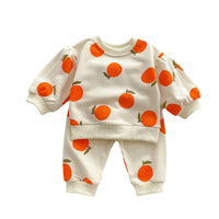 Fashion Boys And Girls Orange Fruit Sweater Suit