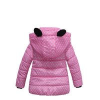 Girls Winter Coat Hooded Dot Animal Design Puffy Jacket