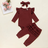 Three-piece lace trousers headband