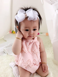 Flower Lace Romper Pure Cotton Side Triangle