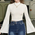 Printed Sexy Lace Thick Long Sleeved T-shirt Knitted Sweater