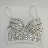 Bubble Bead Acrylic Hand-Sewn Rhinestone Fishbone Bra