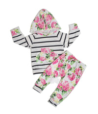 Ebay Explosion Models Aliexpress's Baby Flowers Striped Long Sleeved Hooded Suit XH1866WH